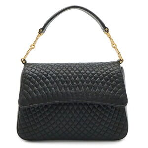 BALLY quilted handbag, flap bag, leather, black.